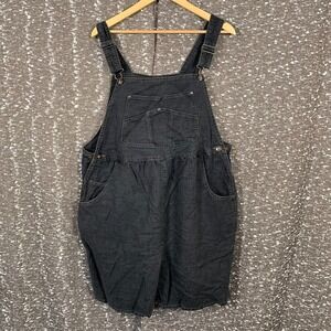 Vintage New Addition Maternity Black Denim Shortalls Short Overalls Womens Small